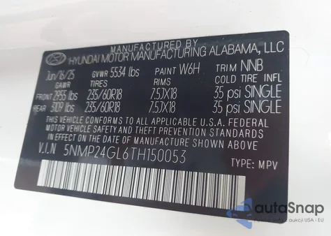 2026 Hyundai Santa Fe Sel z USA, uszkodzony, nr VIN 5NMP24GL6TH150053